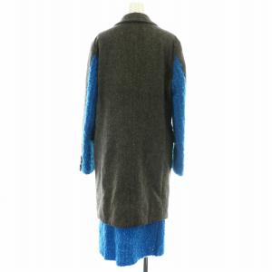 UNDERCOVER Sue チェスターコート ロング シングル 切替 ニット バイカラー 2 M グレー 青 ブルー