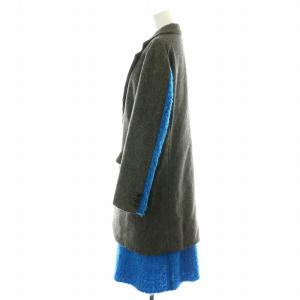 UNDERCOVER Sue チェスターコート ロング シングル 切替 ニット バイカラー 2 M グレー 青 ブルー