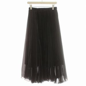 UNITED ARROWS プリーツスカート ロング スカート 光沢 38 M 黒 ブラック