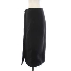 PRADA ラップ スカート ひざ丈 ビジュー装飾 38 M 黒 ブラック /YM
