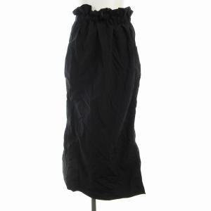 エミ アトリエ emmi atelier タイトスカート ロング ナイロン スリット ロゴ S 黒 ブラック