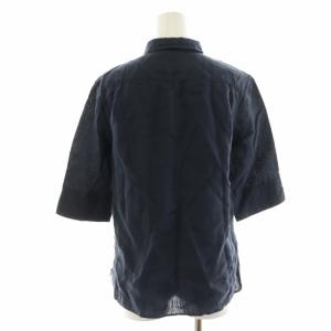 MARGARET HOWELL シャツ ブラウス 麻 リネン ボタンダウン 半袖 1 S 紺 ネイビー