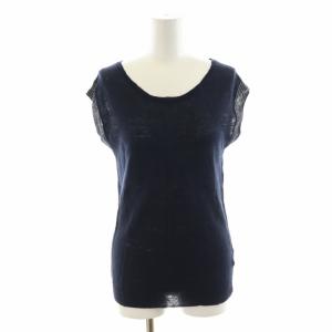 カットソー ニット 麻 リネン ノースリーブ 2 M 紺 ネイビー /XK