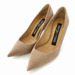 パンプス スエード ヒール ポインテッドトゥ 33.5 20.5cm ベージュ