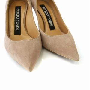 Sergio Rossi パンプス スエード  ヒール ポインテッドトゥ 33.5 20.5cm ベージュ