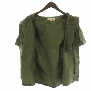 AVIREX ジップアップパーカー フーディー ロゴ カモフラ 迷彩 半袖 L カーキ