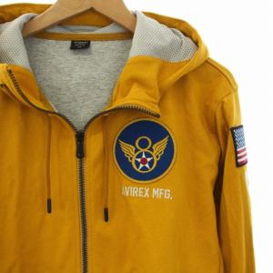 AVIREX Full ZIPUP Parka B-2 SPIRIT ジップアップパーカー ロゴ プリント 長袖 M 黄色 マスタード 6103394