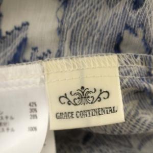 GRACE CONTINENTAL 23AW シアー シャツ 花柄 ブラウス 半袖 38 M 白 青