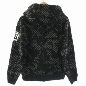 AVIREX Aviator Kings VARSITY BIG PARKA プルオーバーパーカー 総柄 ロゴ 長袖 裏起毛 M 黒 ブラック