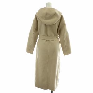 TOMORROWLAND 19AW プレミアムウールリバーフーデッドコート ロング リボンベルト ショールカラー 34 S アイボリー 11089408203
