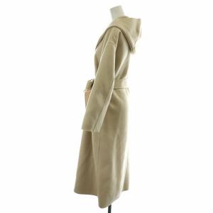 TOMORROWLAND 19AW プレミアムウールリバーフーデッドコート ロング リボンベルト ショールカラー 34 S アイボリー 11089408203