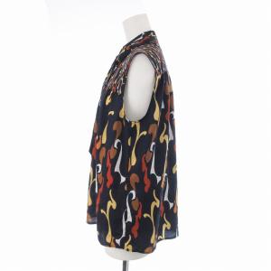 Diagram GRACE CONTINENTAL 21AW キカパターンプリントブラウス ノースリーブ カットソー 総柄 M 紺 ネイビー