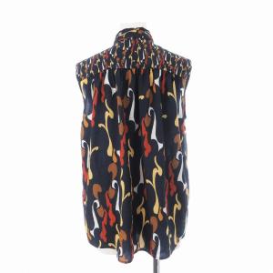 Diagram GRACE CONTINENTAL 21AW キカパターンプリントブラウス ノースリーブ カットソー 総柄 M 紺 ネイビー