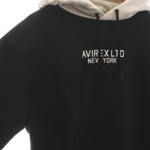 AVIREX TWO-TONE SWEAT HOODY ツートーン スウェット フーディ パーカー プルオーバー 長袖 M 黒 ブラック