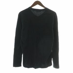 BLACK LABEL CRESTBRIDGE Tシャツ カットソー ロンT 長袖 Vネック チェック L 黒 ブラック グレー