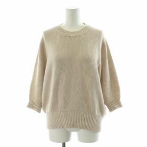 コットンブレンドコード パフスリーブニット カットソー 半袖 38 M ベージュ KRWOIM0307