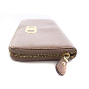 Salvatore Ferragamo ガンチーニ 長財布 ラウンドファスナー レザー ピンクベージュ