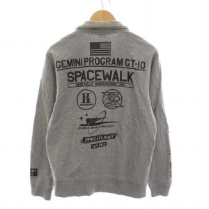 AVIREX スタンドジップスウェット ジャケット ジップアップ ワッペン プリント L グレー 6183509