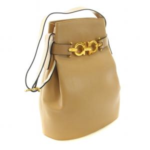 Salvatore Ferragamo ダブルガンチーニ ワンショルダーバッグ レザー ベージュ