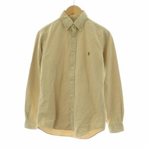 カジュアルシャツ ボタンダウン 長袖 ポニー ロゴ刺繍 XS ベージュ