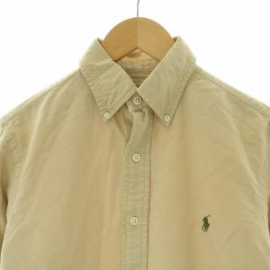 RALPH LAUREN カジュアルシャツ ボタンダウン 長袖 ポニー ロゴ刺繍 XS ベージュ