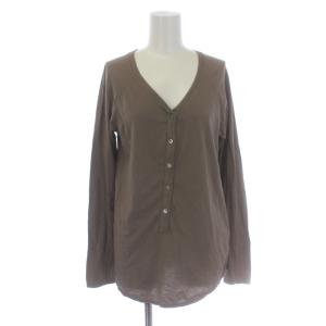 19SS ヘンリーネック ロングスリーブTシャツ カットソー ハーフボタン 長袖 F 茶 ブラウン 19070500701210