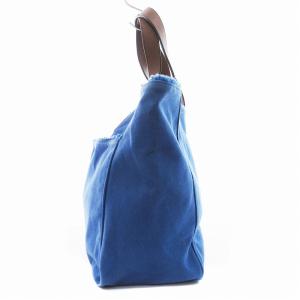 ANYA HINDMARCH トートバッグ ハンドバック キャンバス フリンジ スクエア型 鞄 青 ブルー