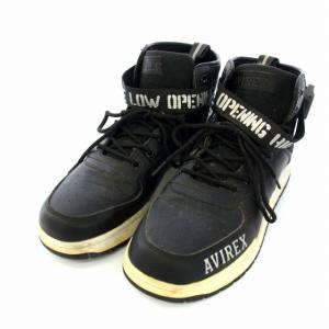AVIREX LANGLEY MID ハイカット スニーカー シューズ US9 27cm 黒 ブラック AV1272-82