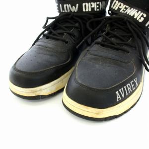 AVIREX LANGLEY MID ハイカット スニーカー シューズ US9 27cm 黒 ブラック AV1272-82