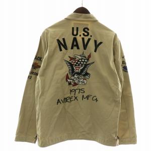 AVIREX U.S.NAVY N-4 EMBROIDERED ミリタリージャケット ブルゾン シングル ジップアップ ステンカラー 刺繍