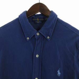RALPH LAUREN カジュアルシャツ ロゴ 刺繍 長袖 S P 青 ブルー