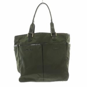 ANYA HINDMARCH トートバッグ ハンドバッグ 切替 ロゴ 装飾 カーキ 黒 ブラック