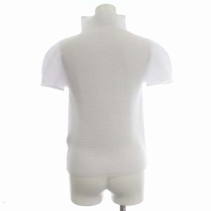 me ISSEY MIYAKE カットソー 半袖 ハイネック プリーツ ストレッチ M相当 白 ホワイト