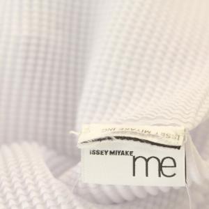me ISSEY MIYAKE カットソー 半袖 ハイネック プリーツ ストレッチ M相当 白 ホワイト
