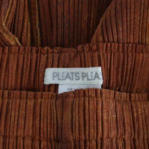 PLEATS PLEASE ISSEY MIYAKE イッセイミヤケ イージーパンツ ウエストゴム プリーツ ストレッチ デニム転写 1 S オレンジ /BB