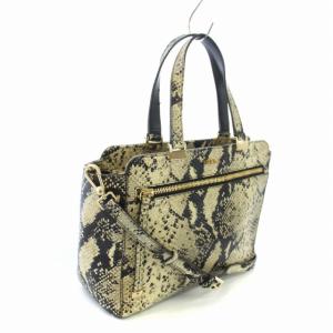 FURLA ハンドバッグ トートバッグ ショルダーバッグ 2WAY パイソン柄 型押し レザー  ベージュ 黒 ブラック