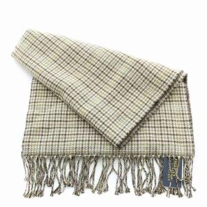 POLO RALPH LAUREN マフラー フリンジ ロゴ チェック柄 ポロ柄 ウール F 茶 ブラウン タグ付き