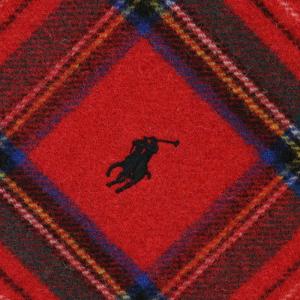 RALPH LAUREN マフラー フリンジ ウール ロゴ 刺繍 赤 レッド