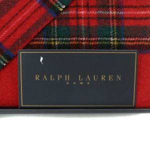 RALPH LAUREN マフラー フリンジ ウール ロゴ 刺繍 赤 レッド