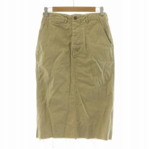 タイトスカート デニム ボタンフライ バックセンタースリット カットオフ ミモレ ロング 1 S ベージュ