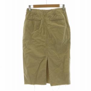 HYKE タイトスカート デニム ボタンフライ バックセンタースリット カットオフ ミモレ ロング 1 S ベージュ