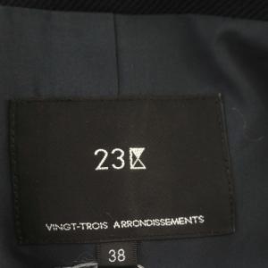 23区 23AW スーツ セットアップ ノーカラー ジャケット パンツ 38 M ネイビー 紺