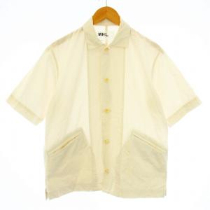 シャツ カジュアルシャツ 半袖 麻 リネン混 コットン S ベージュ /KU