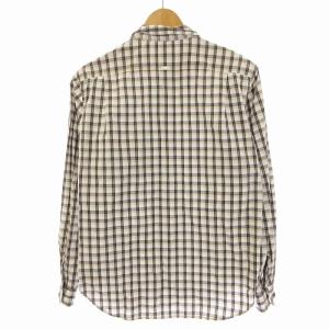 MHL. シャツ チェック ウェルポケット 長袖 S グレー 白 ホワイト