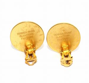 HERMES セリエ イヤリング ロゴ クリップ式 ゴールドカラー アクセサリー ジュエリー /DK OH