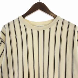 BEAUTY&YOUTH UNITED ARROWS ストライプ ワイドシルエット Tシャツ カットソー 半袖 S アイボリー 紺 ネイビー 1217-105-1183