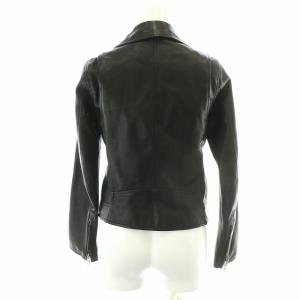 Spick&Span ライダースジャケット レザー 革ジャン ダブル ジップアップ シープスキン 36 S 黒 ブラック