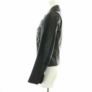 Spick&Span ライダースジャケット レザー 革ジャン ダブル ジップアップ シープスキン 36 S 黒 ブラック