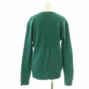 POLO RALPH LAUREN ケーブルニット セーター 長袖 Vネック ロゴ刺繍 カシミヤ混 M 緑 グリーン