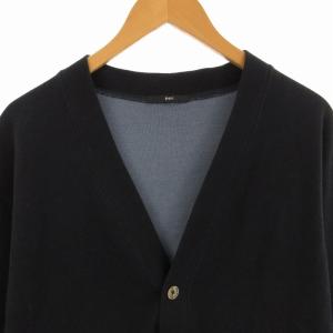 SHIPS 鹿の子 ダブルフェイス Vネック カーディガン 光沢ボタン S 紺 ネイビー 112-44-0033